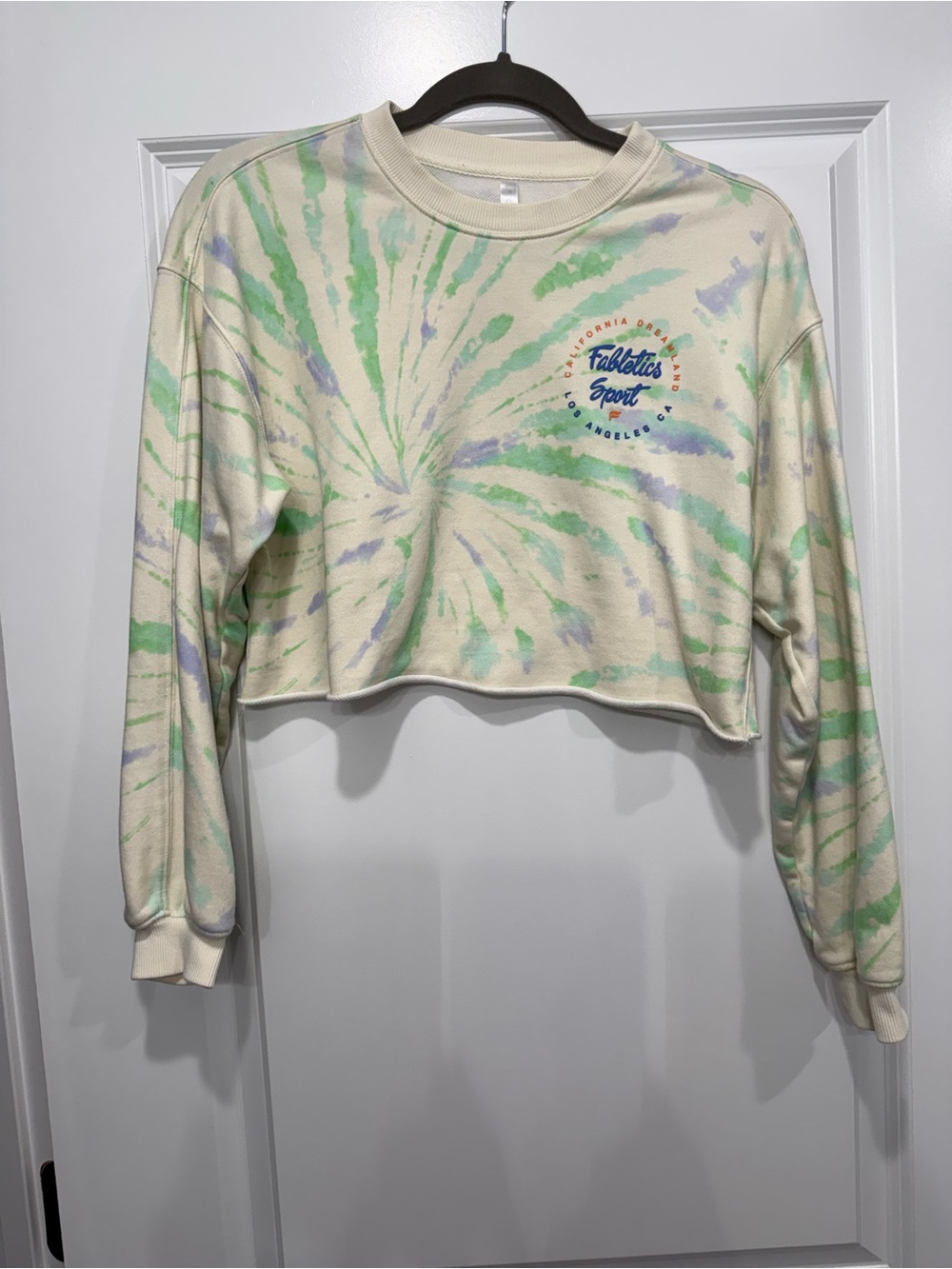 Fabletics Tie-Dye Crewneck Sweatshirt - Cream, Mint & Lavender